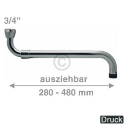 Armaturenauslauf S-Auslauf 3/4" ausziehbar von 280 - 480 mm für Druck-Armatur
