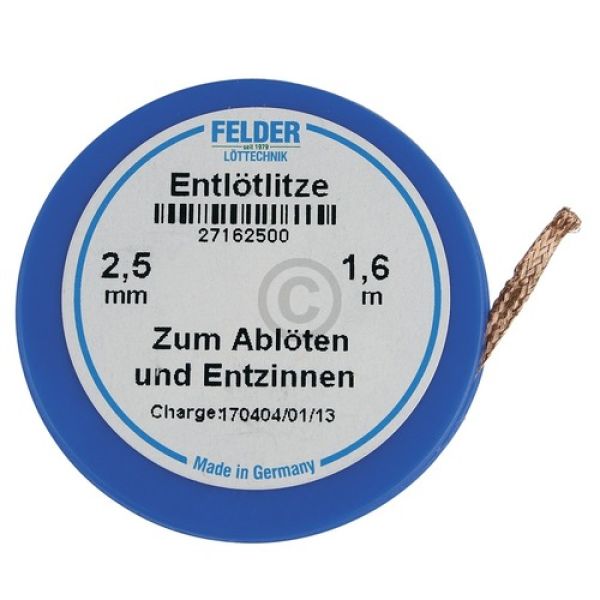 Made in Germany Felder Entlötlitze 2,5mm breit Ablötlitze 1,6m Rolle 