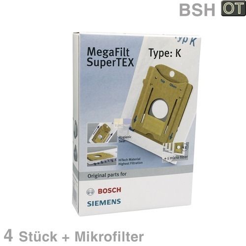 Bild: Filterbeutel Bosch 00468265 Typ K 4Stk für Bodenstaubsauger