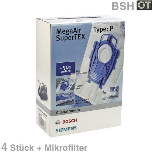 Bild: Filterbeutel wie Bosch 00468264 TypP für Bodenstaubsauger 5Stk + Mikrofilter
