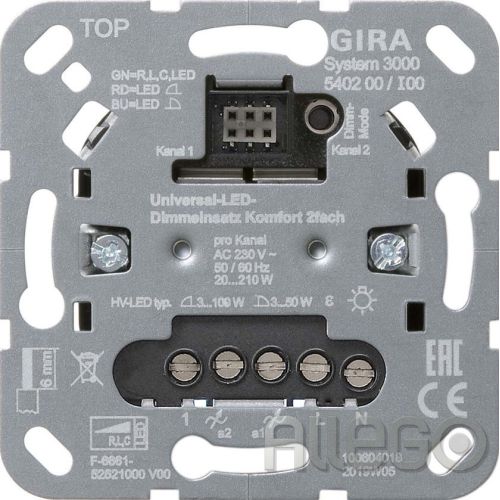 Bild: GIRA Uni-LED-Dimmeinsatz 2fach S3000 540200