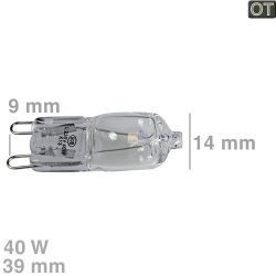 Halogenlampe Electrolux 808564102/8 Schlaufensockel G9 40W 230V für Backofen