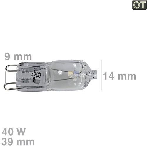 Bild: Halogenlampe Electrolux 808564102/8 Schlaufensockel G9 40W 230V für Backofen