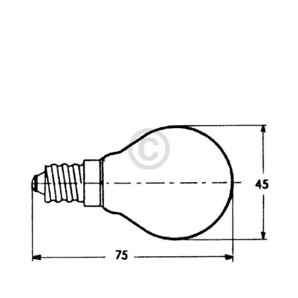 Lampe E14 40W BOSCH 00057874 45mmØ 76mm 220/230V Kugelform universal für Backofe 