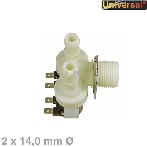 Bild: Magnetventil Universal 2-fach 90° 14,0mmØ für Waschmaschine Geschirrspüler